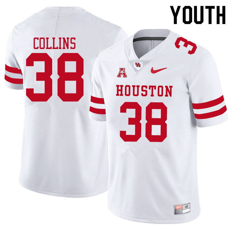 Youth #38 Adrian Collins Houston Cougars College Football Jerseys Sale-White - Click Image to Close